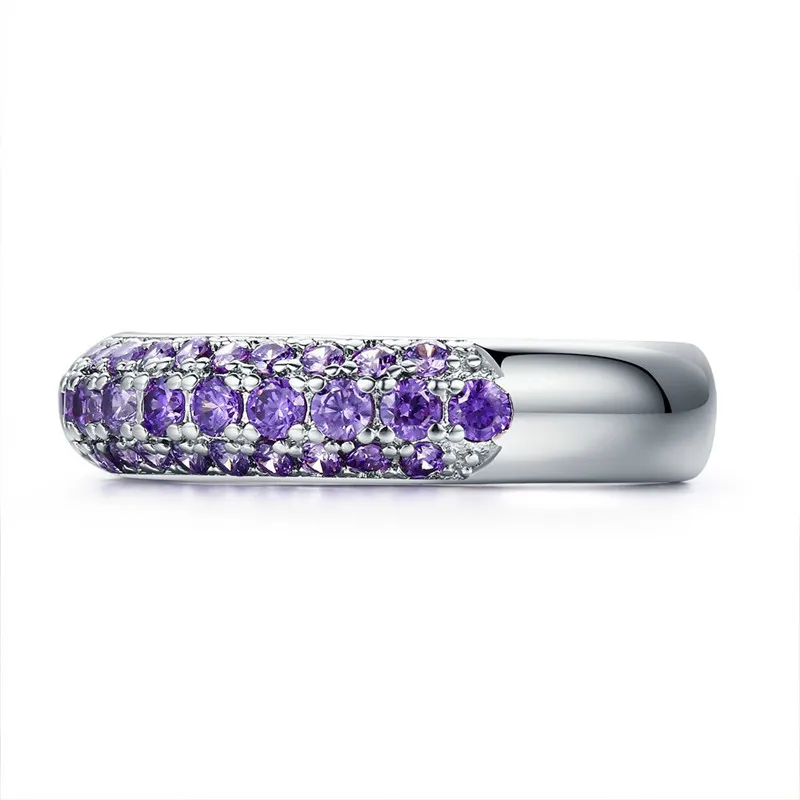 Юбилейное кольцо Vecalon ручной работы для женщин, обручальные кольца из серебра 925 пробы с фиолетовыми бриллиантами, женские обручальные кольца2389