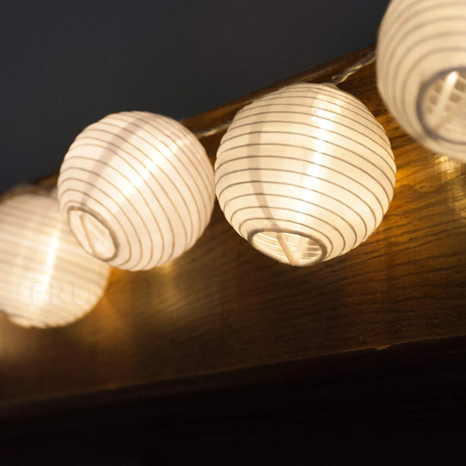 20 White Lanterns - Indoor Outdoor Mini Nylon LED String Lights Solar Powered Operated256f