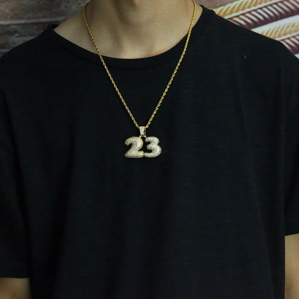Colar masculino com pingente de letra bolha personalizado, colar hip hop completo com zircônia cúbica dourada sliver cz stone2705