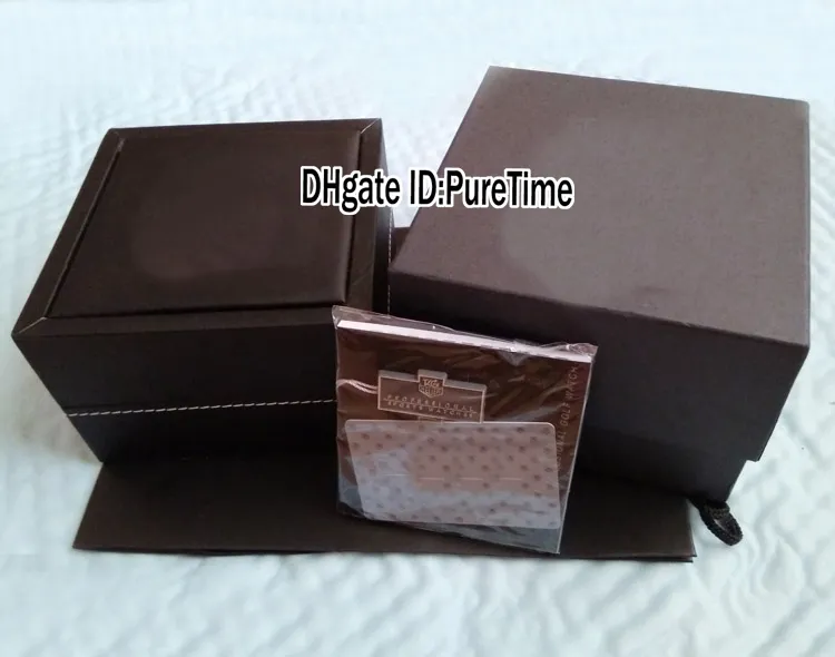 Hight Quality Tagbox Grey Leather Watch Box hela herrarna Kvinnor Watches Original Box med Certificate Card Present Papperspåsar 02 PU332M