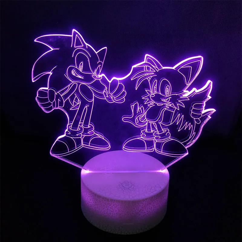 Sonic Action Figura 3D Lâmpada de lâmpada de mesa Alterando anime The Hedgehog Sonic Miles Model Toy Lighting Novelty Night Light2545