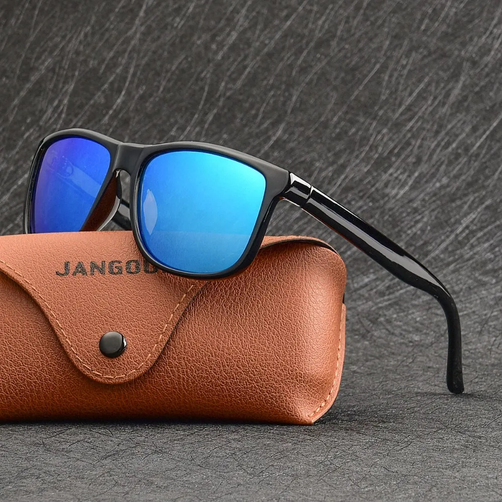 Jangoul Tortoise Shell Men Kvinnor Polariserade solglasögon Kör spegel Black Frame Eyewear Male Sun Glasses UV400 Night Vison 527271o