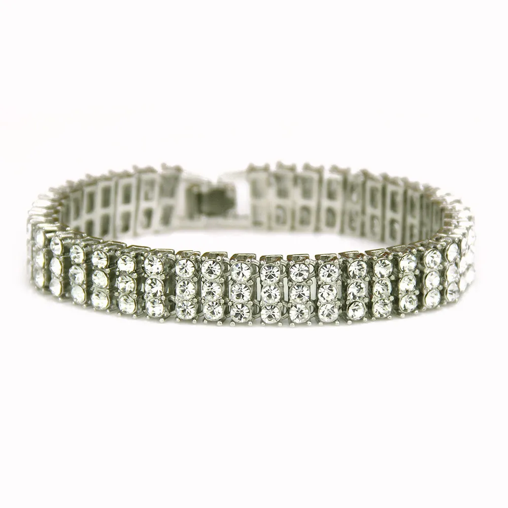 Высокое качество хип-хоп мужские украшения 18-каратного позолоченного браслета с блестящими кристаллами, черный мужской браслет с бриллиантами, браслет 281T