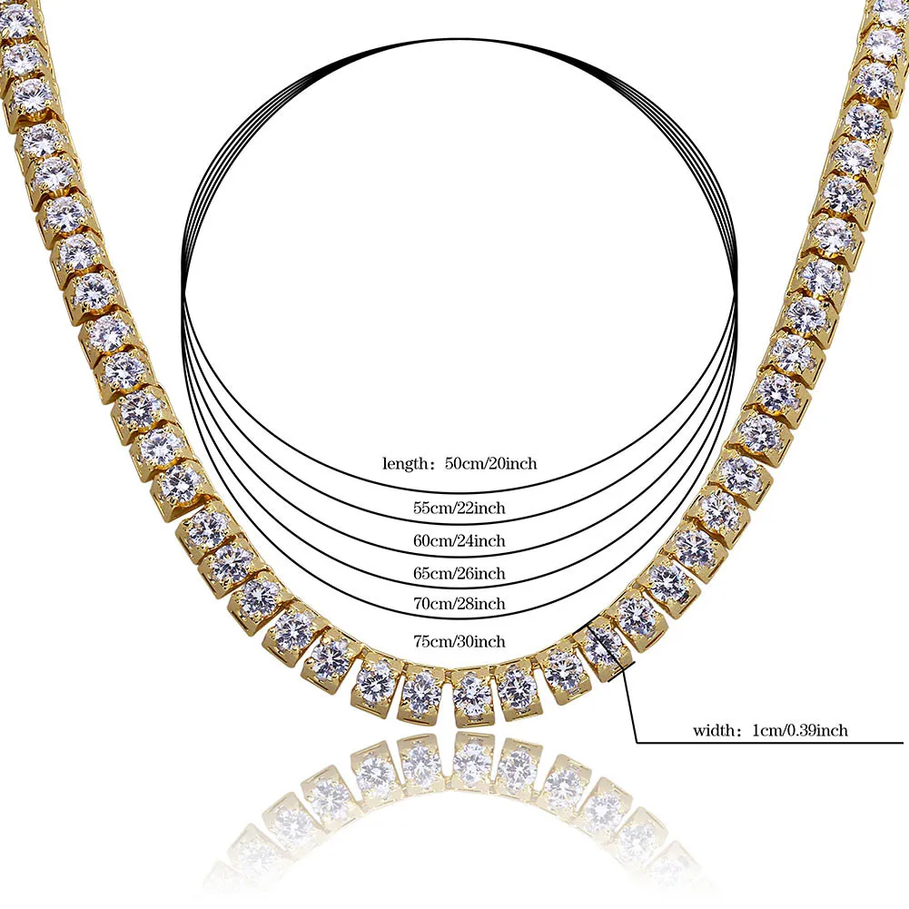 Nova moda 18k banhado a ouro 10mm cz zircão cúbico tênis corrente colar gargantilha hip hop masculino jóias bijoux presentes collier para m279k
