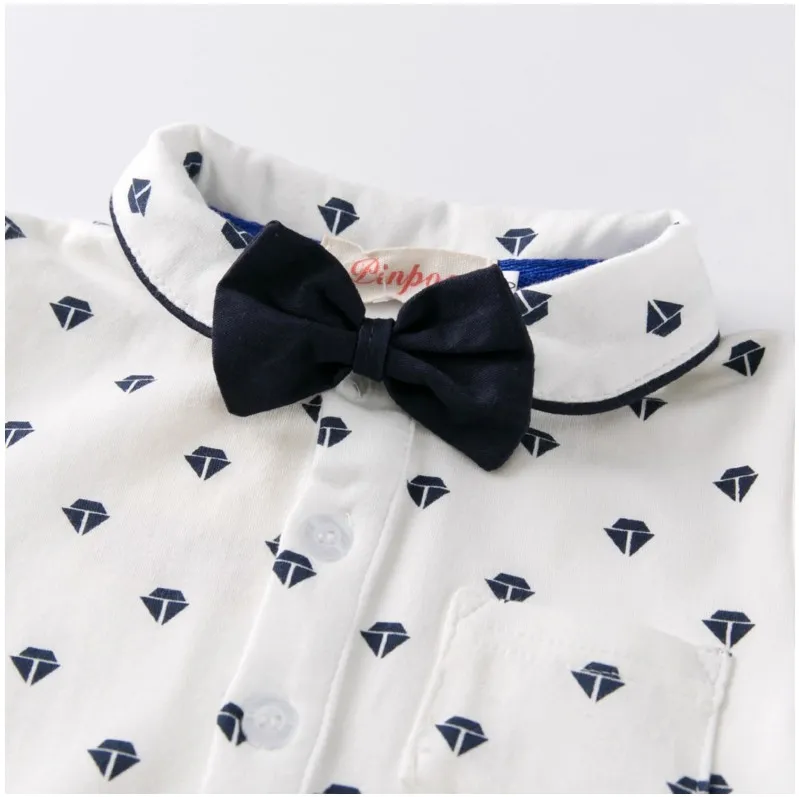 Zomer Gentleman Style Baby Boys Clothing Sets Rompers+Suspender Shorts+Bowtie Set Toddler Pakken Infant Outfits Kinderkleding 