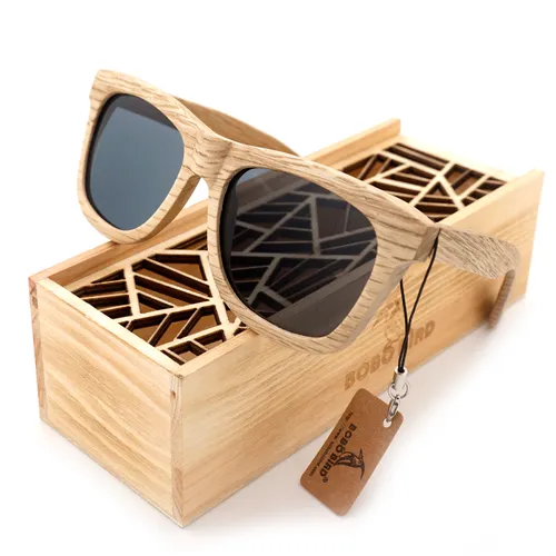 BOBO Bird AG007 Wood Solglasögon Handgjorda Nature Trä Polariserade solglasögon Nya glasögon med kreativ trä presentförpackning214h