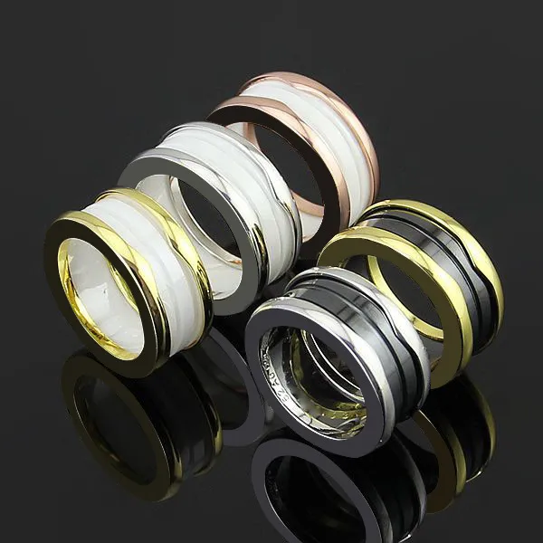Bijoux de mode 316l Titanium en acier plaqué Version étroite de haute qualité de l'anneau céramique Ring Gold Plated Velay Black et252J