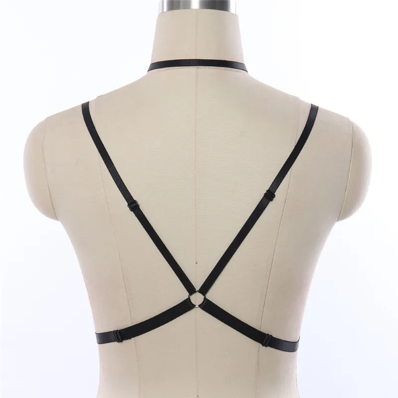 Bondage Crop Top Cage HARNESS Reggiseno Elastico Imbracatura Reggiseno Colore pos Abito sexy Lingerie Goth fetish Rave clup imbracatura282M