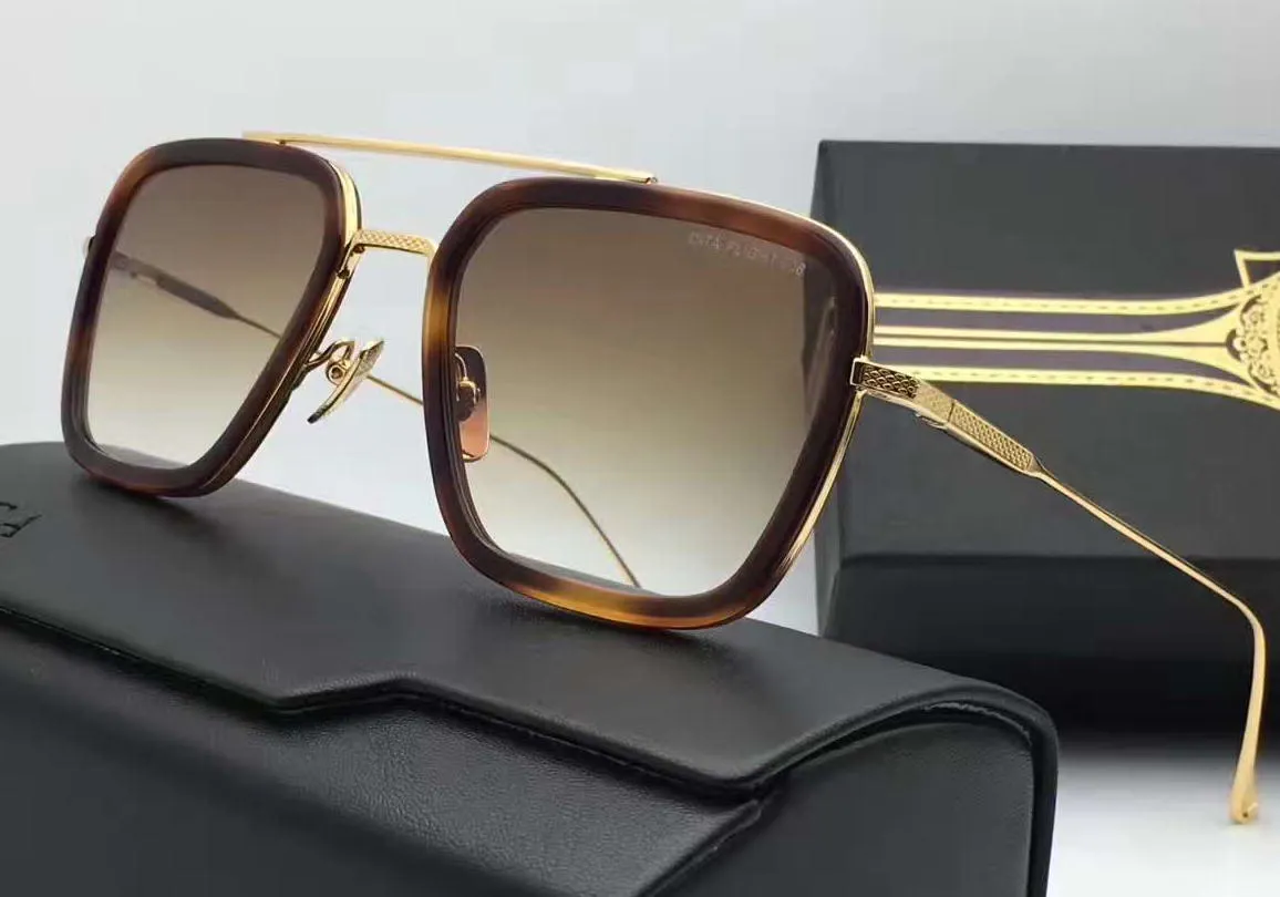 Vintage Square Pilot Lunettes de soleil Gold Brown Gafas Gafas de Sol Mens Sunglasses Lunettes Nices 306B