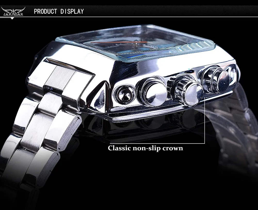 Jaragar montre navigateur série mode Unique affichage carré étanche hommes montres automatiques haut de gamme lumineux Hands258W