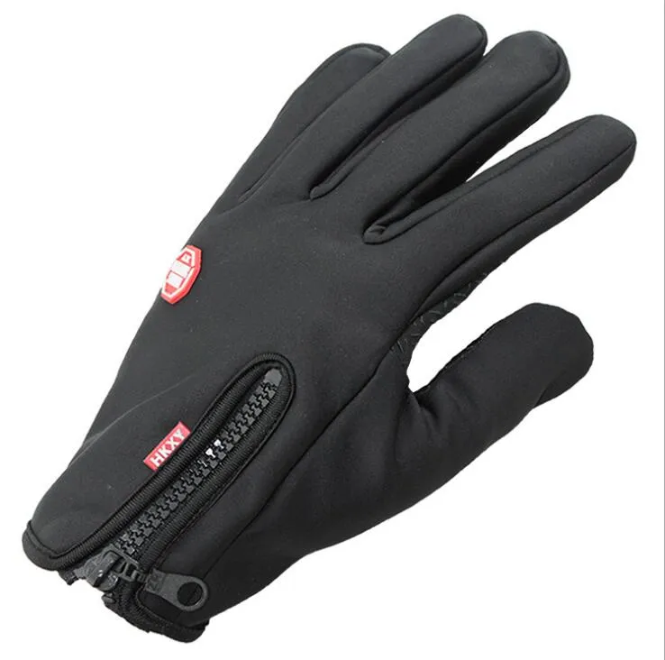 Gants Windstopers antidérapants, coupe-vent, thermiques, chauds, pour écran tactile, respirants, tactiques, hiver, hommes et femmes, noirs, fermeture éclair, 244E