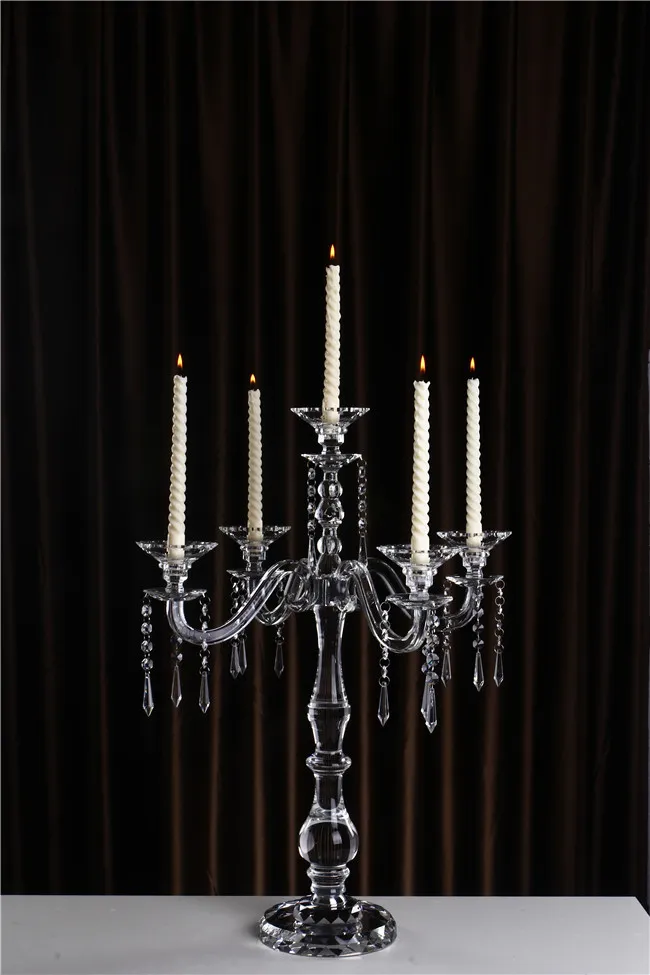 Ręcznie robione 5Arms Crystal Candle Holder Manufactory Candelabra Centerpieces2538