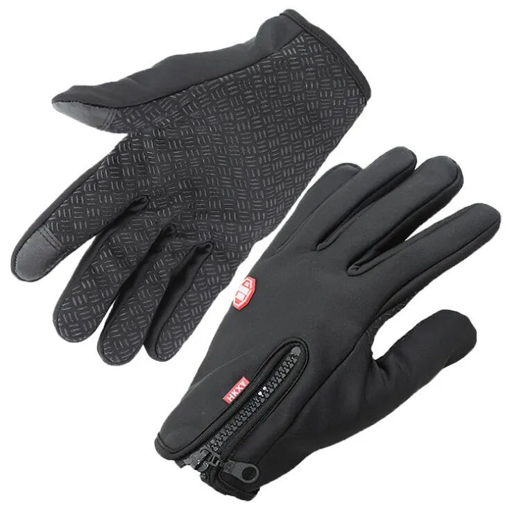 Gants Windstopers antidérapants, coupe-vent, thermiques, chauds, pour écran tactile, respirants, tactiques, hiver, hommes et femmes, noirs, fermeture éclair, 244E