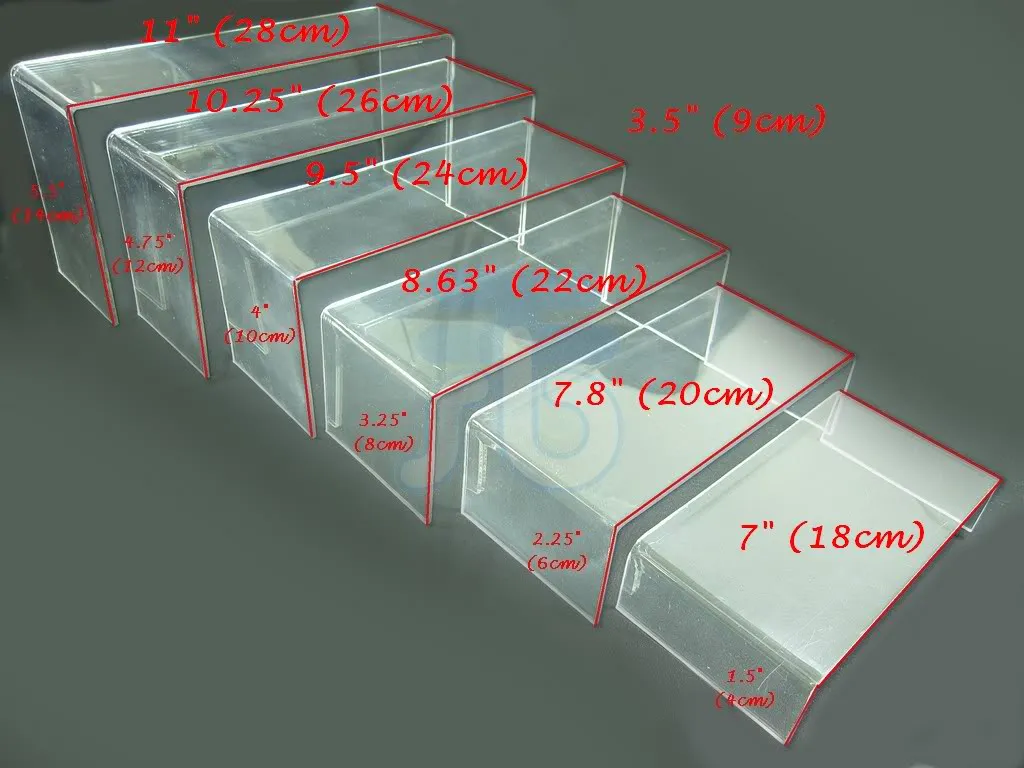 Bütün ucuz 6 adet temiz akrilik ekran yükseltici vitrin standı beyaz siyah265v