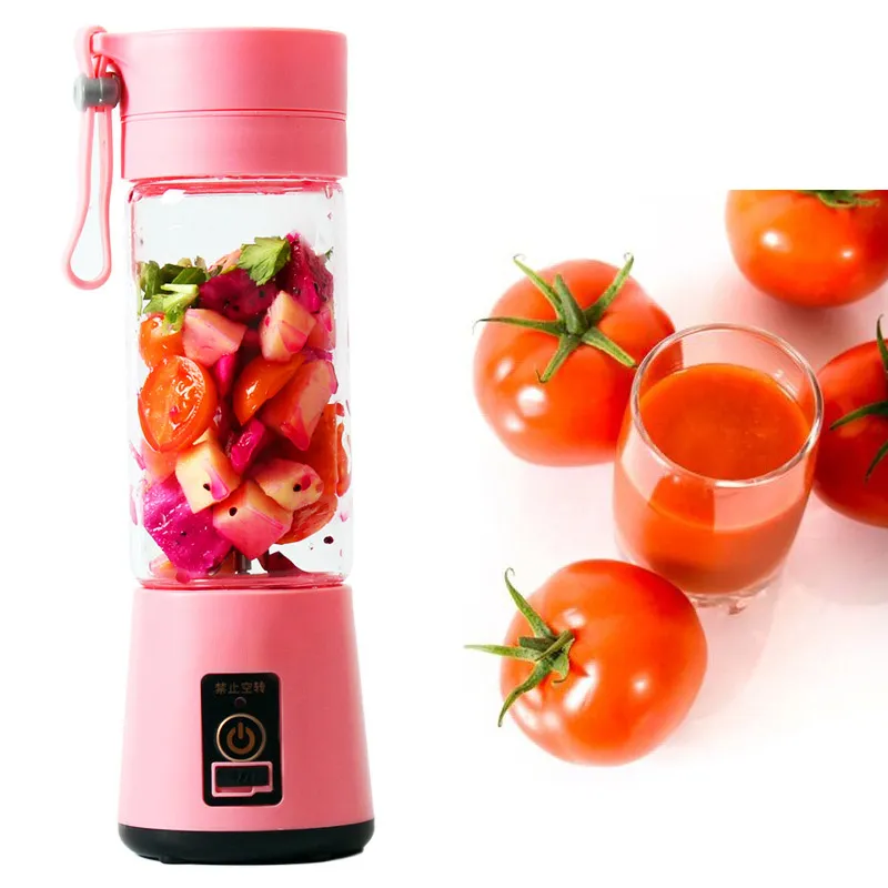 380ML Personal Blender With Travel Cup USB Portable Electric Juicer Blender Rechargeable Juicer Bottle Fruit Vegetable Kitchen Tools WX9-374