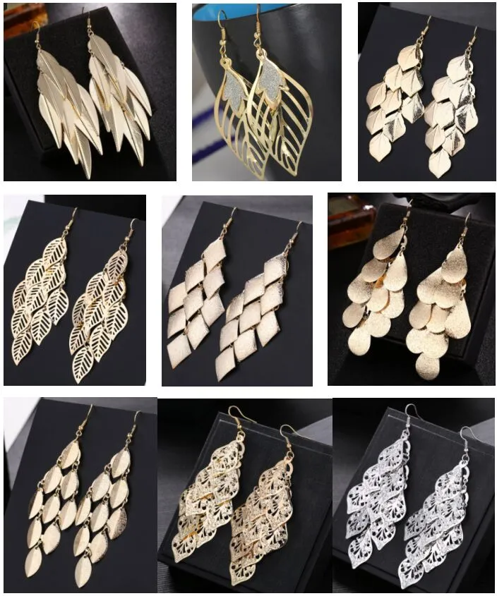 Produttore di gioielli di moda 50 pezzi Grande orecchini 925 Gioielli in argento sterling Factory Fashion Foglie Long Foglie J215283L