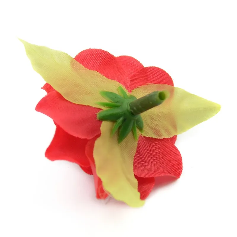 PC-4cm Mini artificielle de soie artificielle Fleurs de rose têtes avec feuilles bricbooking Scrapbooking Fleur Kiss Ball pour le mariage DE2499