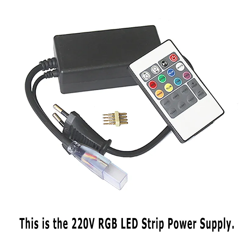 Led Strips 10M 50M 110V/220V High Voltage SMD 5050 RGB Led Strips Lights Waterproof+IR Remote Control + Power Supply