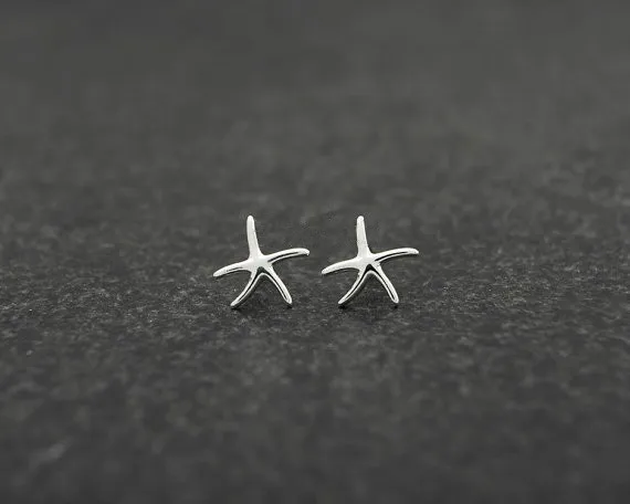 The latest elements starfish stud earrings zinc alloy silver plated stud earring for women whole2349