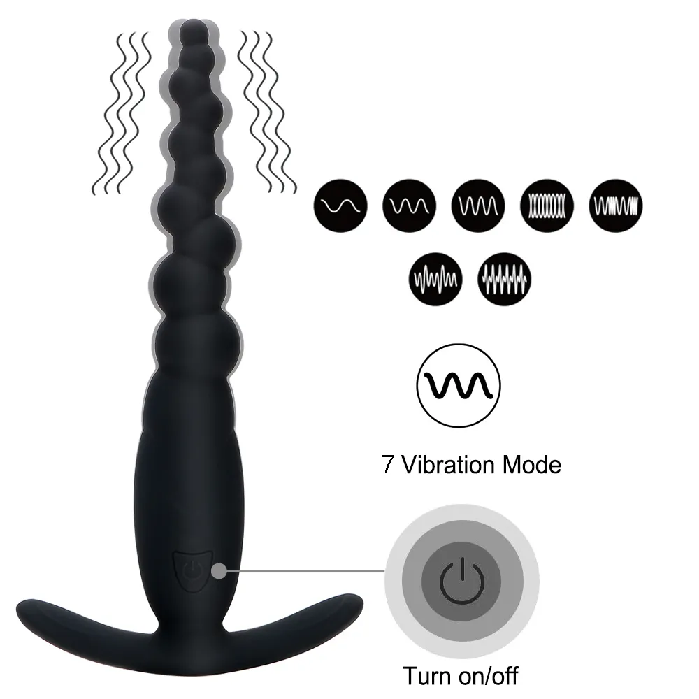 IKOKY Anal Beads Prostate Massager 7 Mode Anal Vibrator Butt Plug G Spot Érotique Anal Plug Produits Pour Adultes Sex Toys pour Femmes Hommes S1018