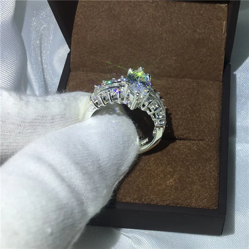 Choucong jóias artesanais corte marquise 5ct diamonique cz 925 prata esterlina noivado anel de banda de casamento para mulheres presente333y