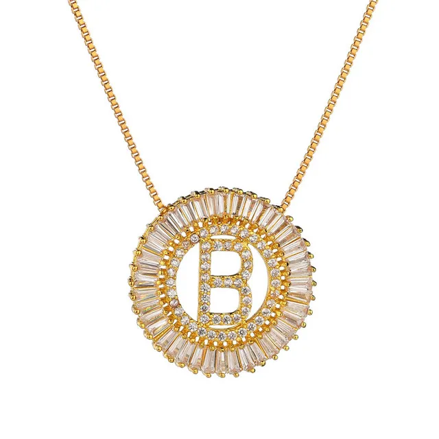 High Quality Gold Long Necklace White Designer Cubic Zirconia Initials Letter Pendant Necklaces For Women Men Dubai Jewelry CZ Col2296