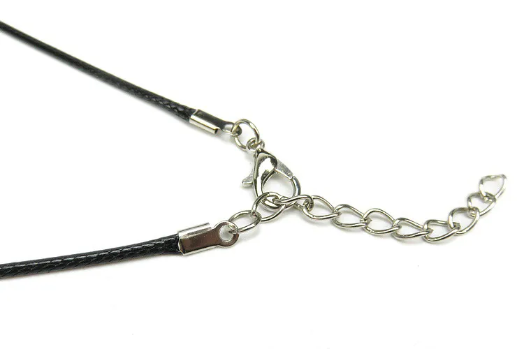 Collier serpent en cuir ciré noir, cordon de perles, fil de corde, chaîne d'extension de 45cm avec fermoir à homard, bijoux à bricoler soi-même Makin272k