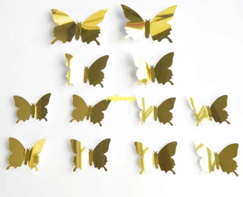 Fast DIY Mirror 3D Butterfly Wall Stickers Home Decor Kids Gift Party Wedding Decor Home Decoration B5301