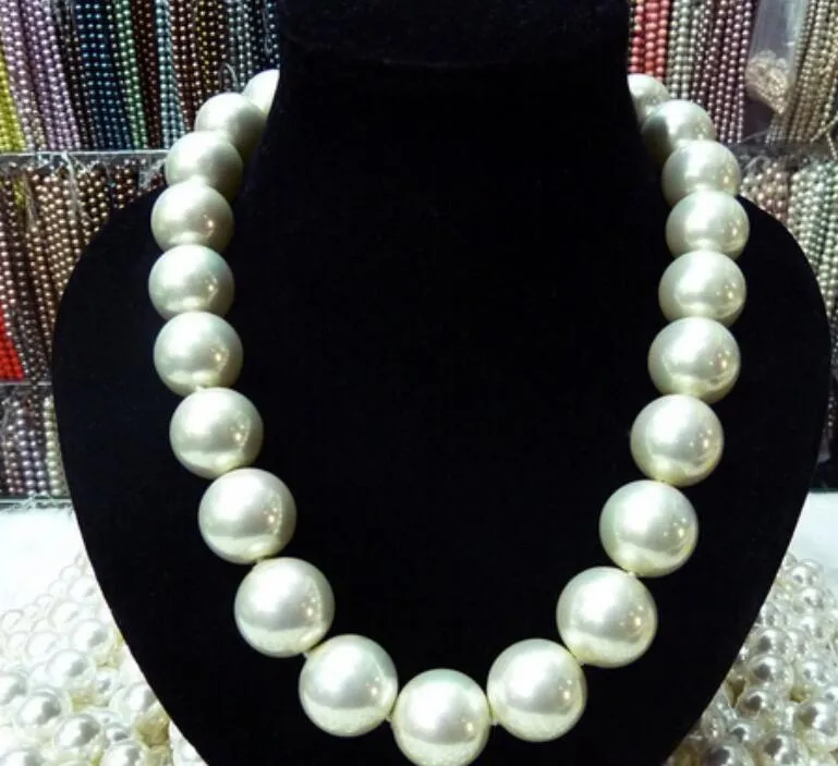 Llrare riesige 16 mm weiße Südseeschalen -Perlenkette 18 279d