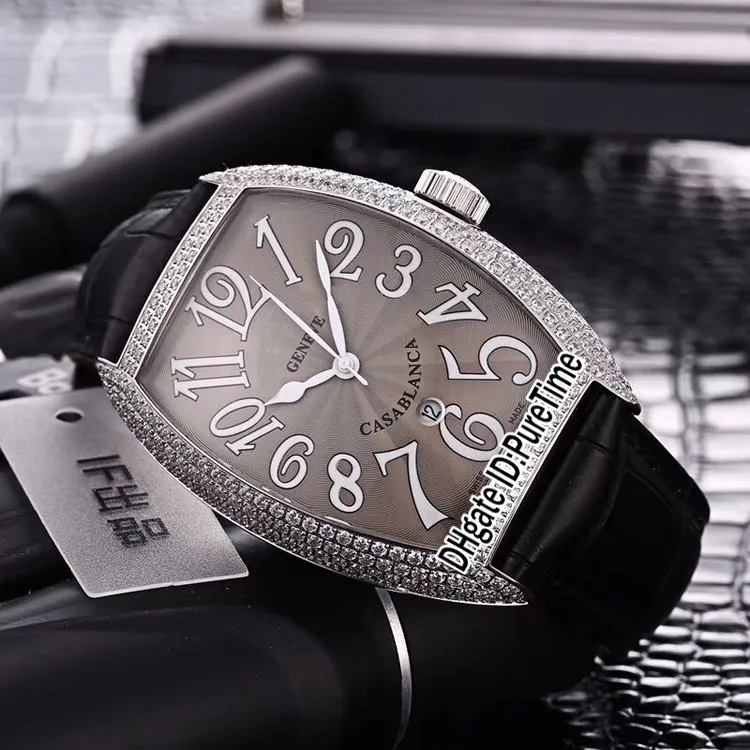 Casablanca الجديد 8880 C DT Steel Silver Diamond Nezel Silver Dial Japan Miyota 8215 Automatic Mens Watch Watch Black Leather Strap Watches269D