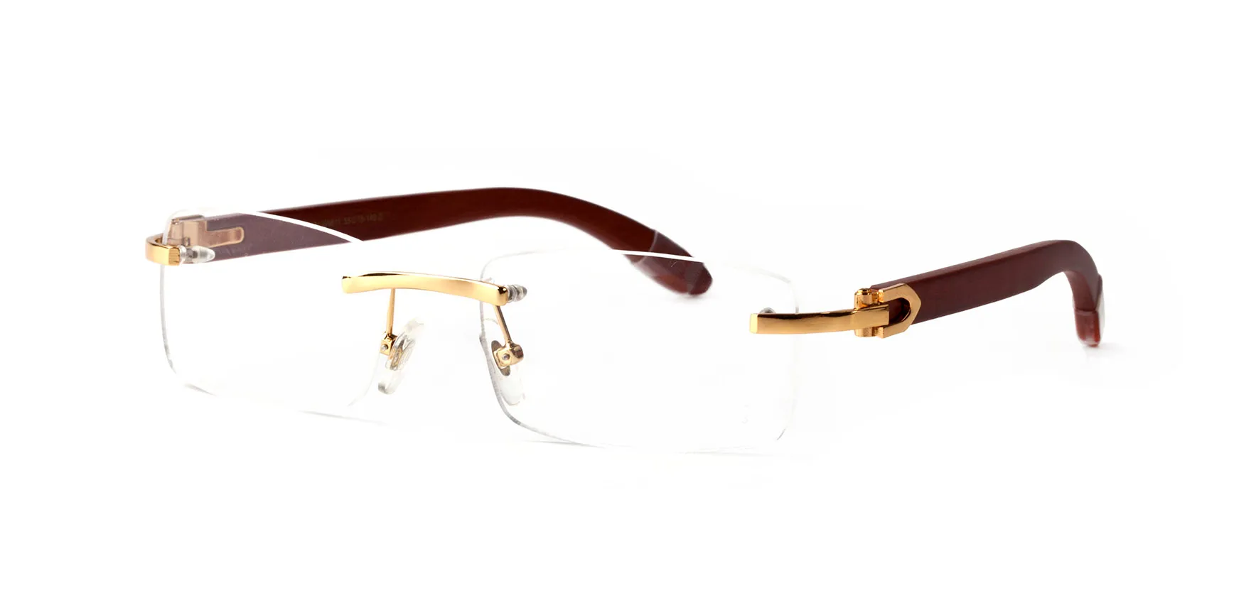 Neue Büffelhorn-Sonnenbrille, modische Sport-Sonnenbrille für Männer und Frauen, randlose Rechteck-Bambusholz-Brille mit Boxen ca308I