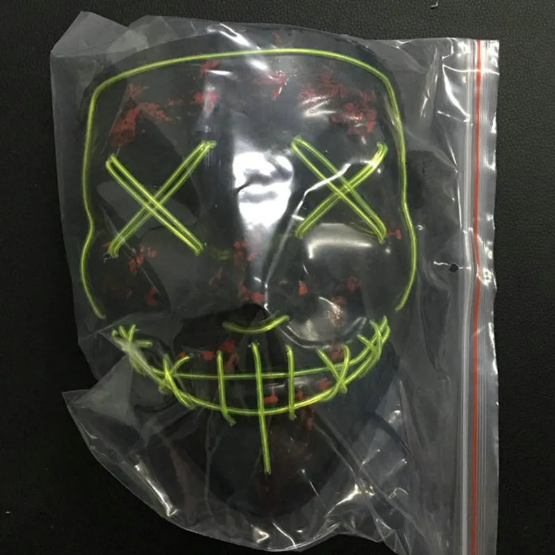 Masque facial LED EL Wire Halloween Masque de Noël Illuminez le masque DJ à fente fantôme de l'année électorale de purge Idéal pour la fête de cosplay du festival 20 pièces