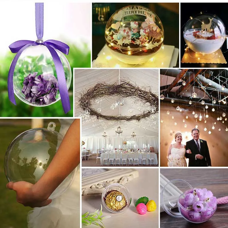 Christmas Decorations Openable Transparent Plastic Christmas Ball Baubles 4cm14cm Christmas Tree Ornament Party Wedding Cle1728035