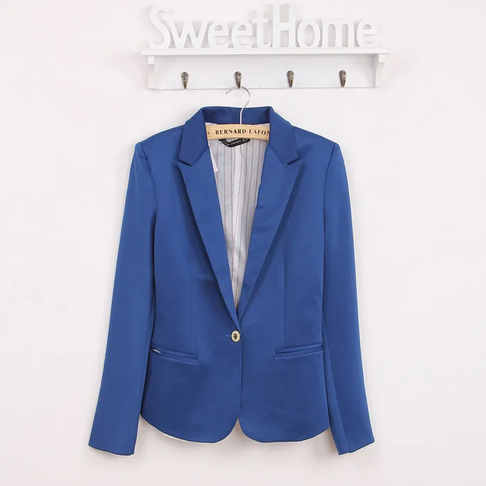 Spring Women Blazer Märke Jacka Tillverkad av Bomull Basic Jackor Candy Färg Långärmad Slim Suit Blazer Kvinna Små kostym WWT7574 L18101301