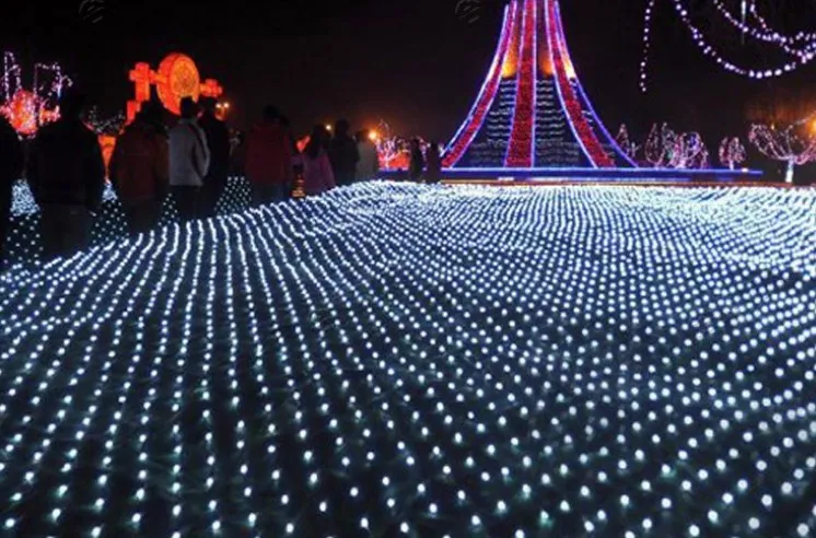 10m 8m 2000 LED 네트라이트 큰 실내 야외 조경 조명 크리스마스 새해 화환 방수 LED 스트링 ac110V-240V270F