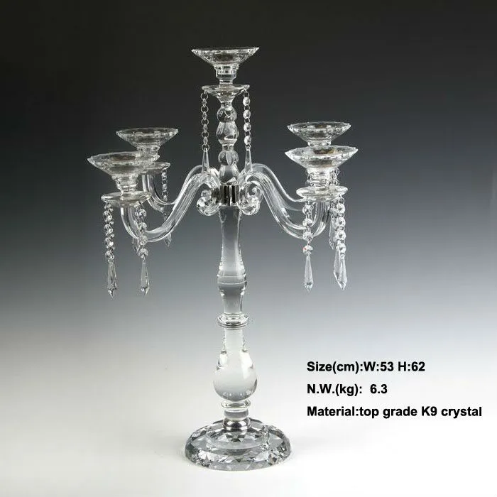 handmade 5arms crystal candle holder manufactory candelabra centerpieces304S