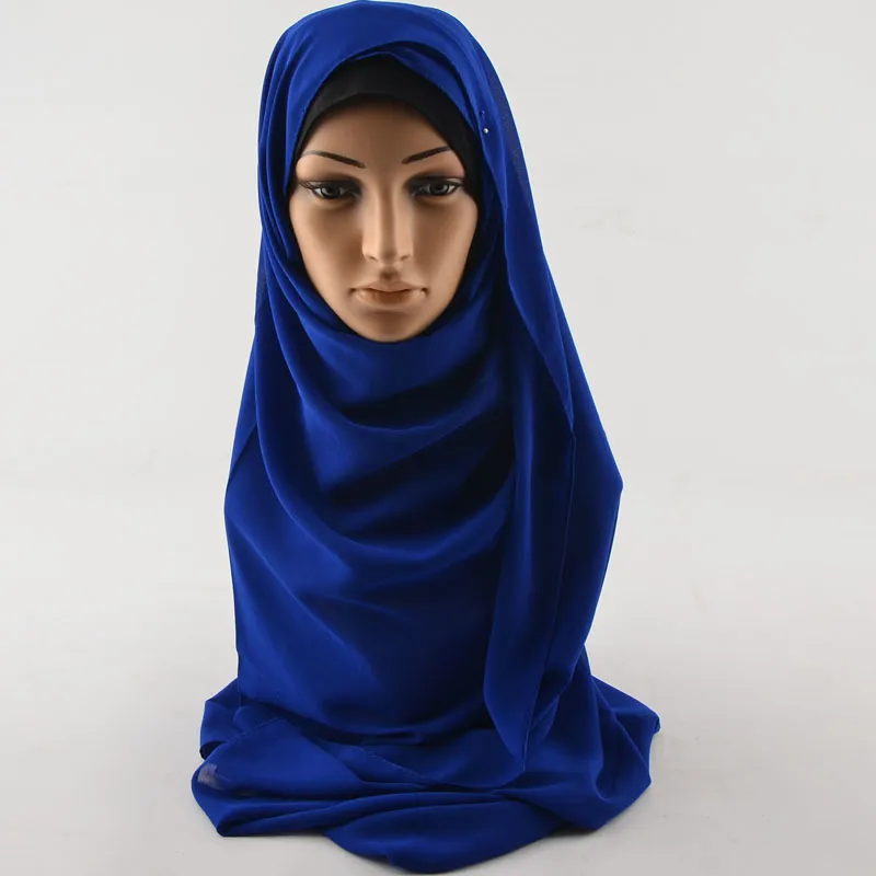 女性高品質のバブルシフォンスカーフイスラム教徒ヒジャーブソリッドカラーインスタントショールズビーチヒジャーブフウラードイスラム教徒スカーフ30色S1235i