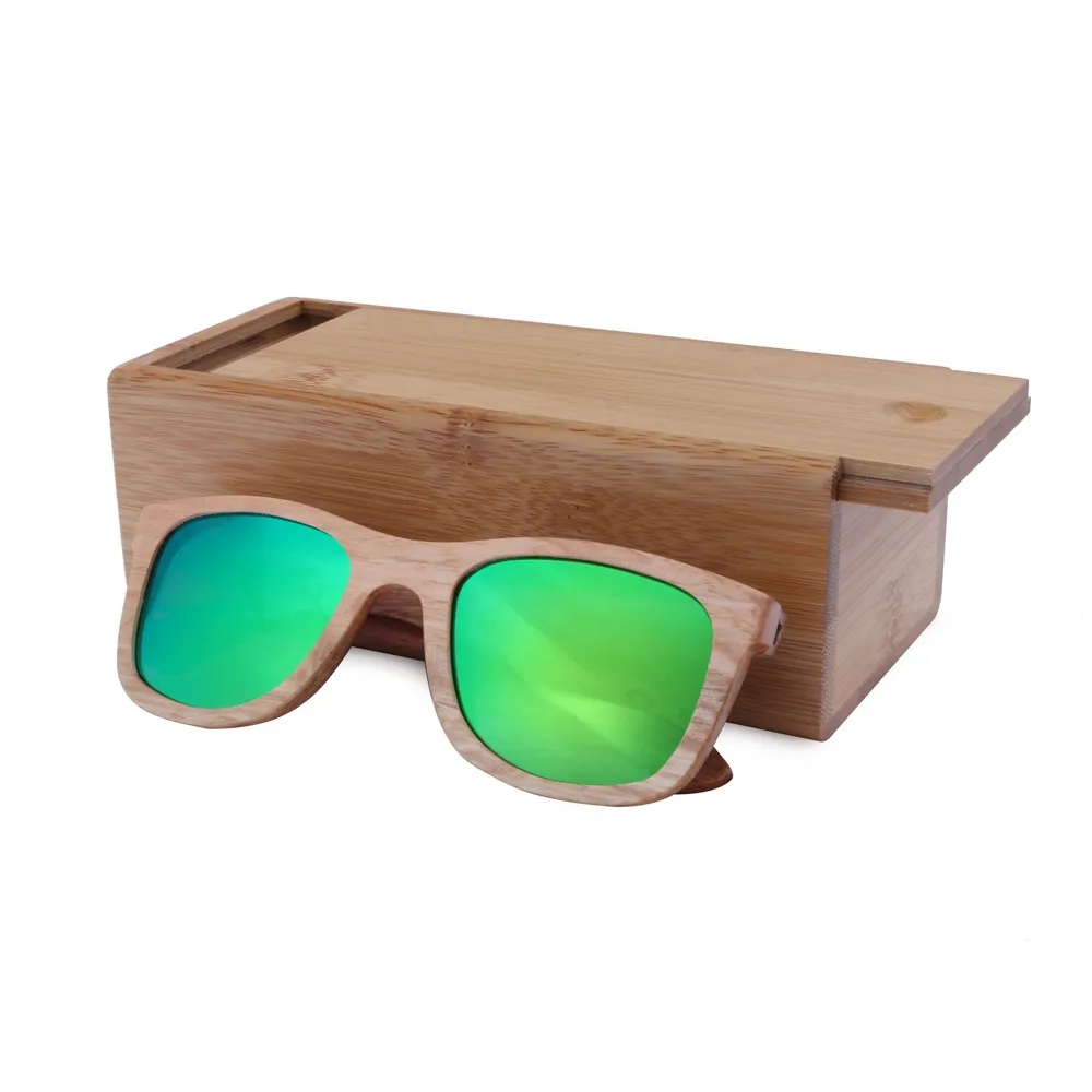 Occhiali da sole in legno uomini occhiali da sole in bambù Donne Design Design Ocgle Sport Gold Specchio Sun Glassoni Lunette Oculo286B