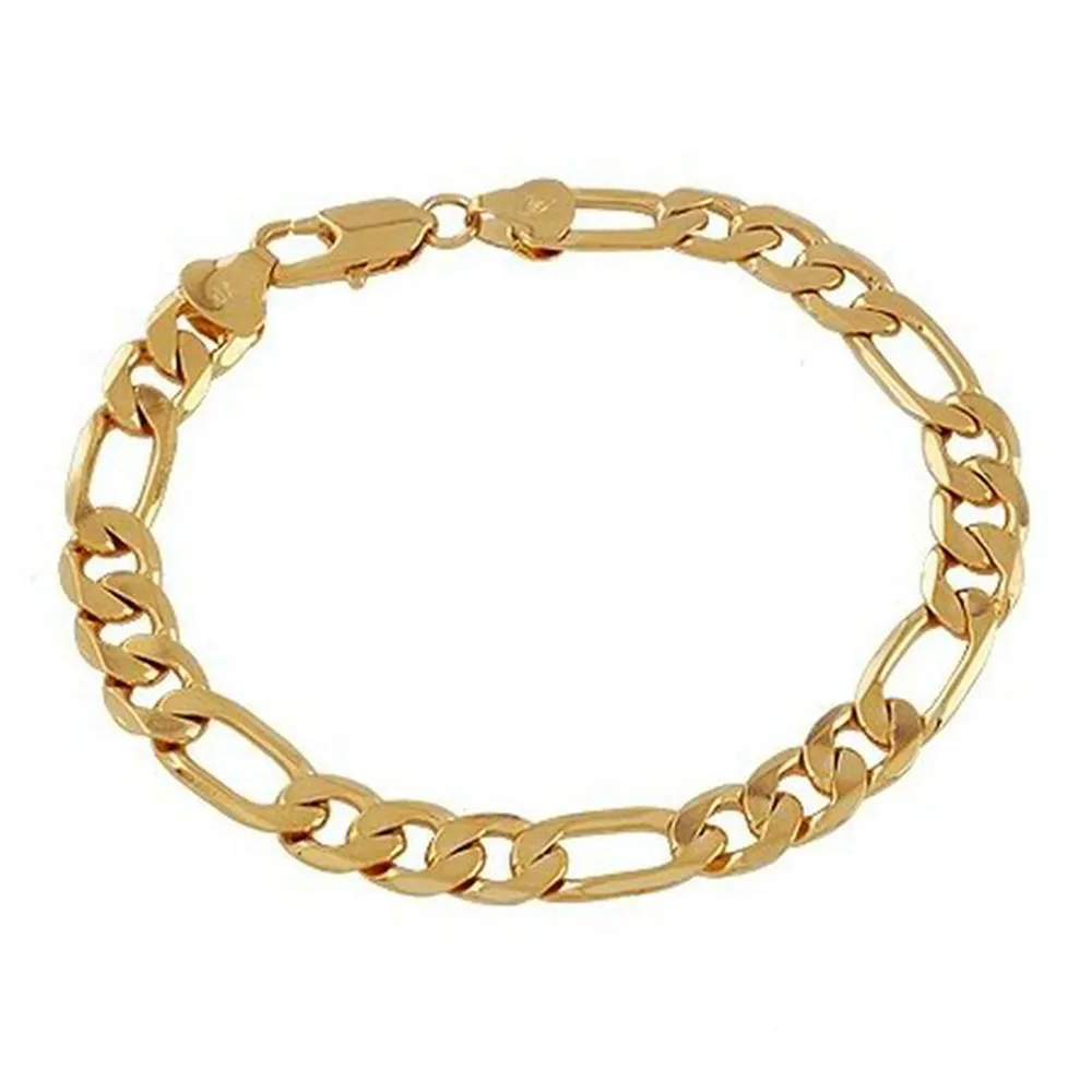 Conjunto de joias estilo clássico 18k ouro amarelo cheio de figaro colar pulseira mulheres acessórios masculinos moda sólida presente196q