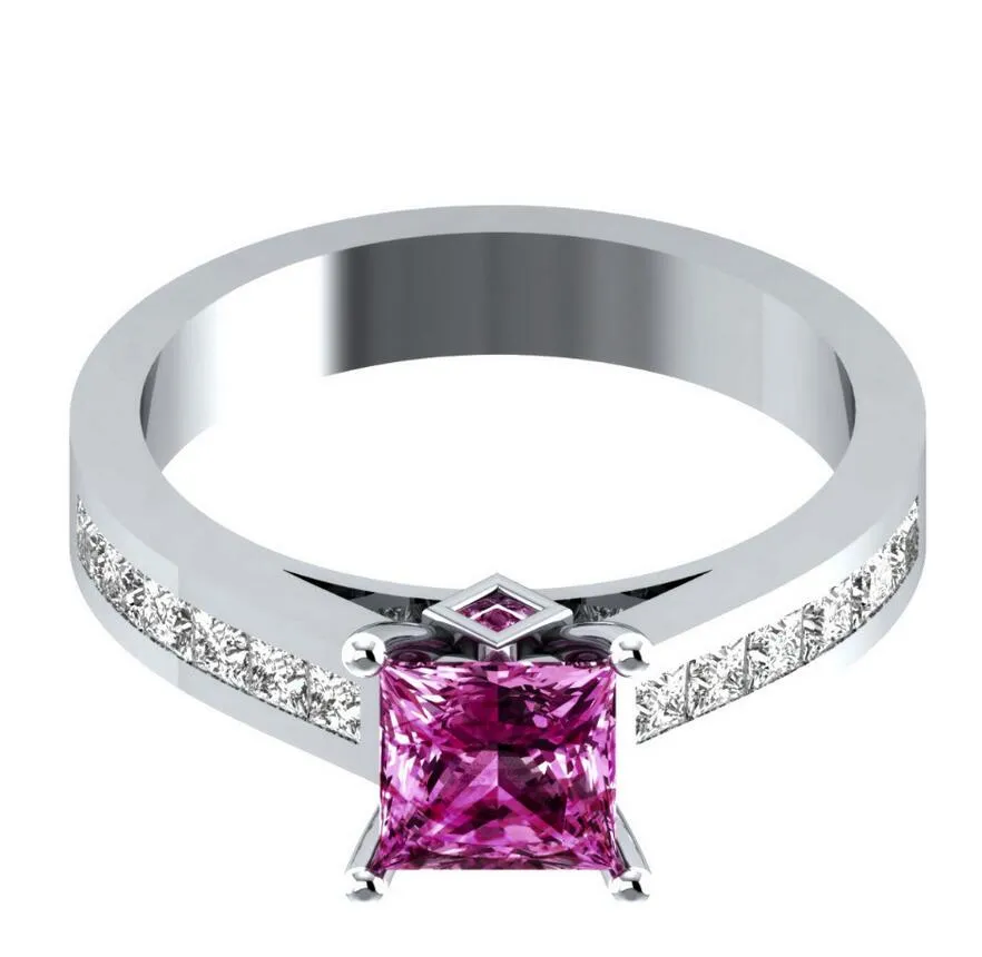 Victoria Wieck Luxe Sieraden Handgemaakte 925 Sterling Zilver Gevuld Princess Cut Roze Saffier CZ Diamant Edelstenen Vrouwen Bruiloft Ba222K