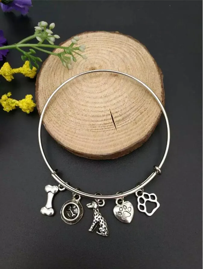 Mixed style Greyhound Dog bowl & dog bones & dog paw print Charms Pendant Steampunk Gothic Bracelets&Bangles Gift A242342