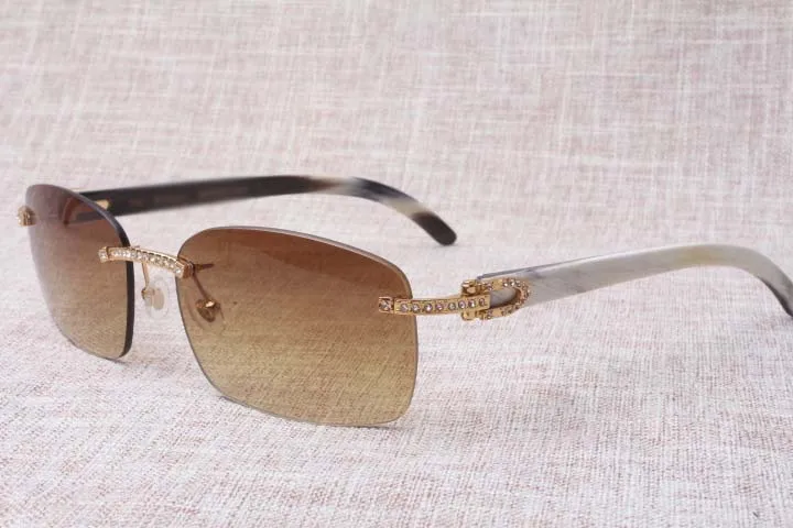 2019 produttori di alta qualità producono occhiali da sole senza cornice 8200759 occhiali firmati con diamanti unici corno misto rettangolare len281Z