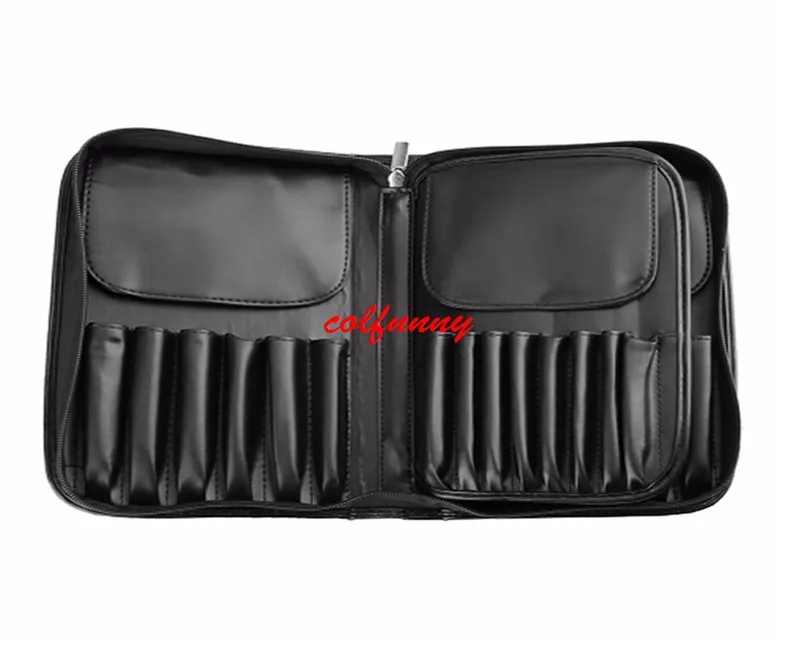 Fast Shipping PU leather 29 Pockets Makeup Artist Bags Zipper Holder Brushes Case For Men Women Cosmetic brush Case