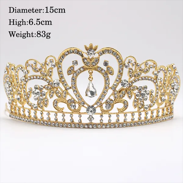 Gouden Kristal Tiara Kroon Voor Bruiloft Haaraccessoires Prinses Koningin Bruiloft Kroon Steentjes Bruidshaar Jewelry2386