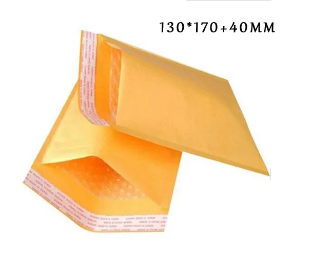5.1 * 6.6 polegadas 130 * 170mm + 40mm Kraft Bubble Mailers Envelopes Envoltório Sacos Acolchoados Envelope Malote De Embalagem De Correio Para Iphone X 8 7 + S9 CASE telefone celular