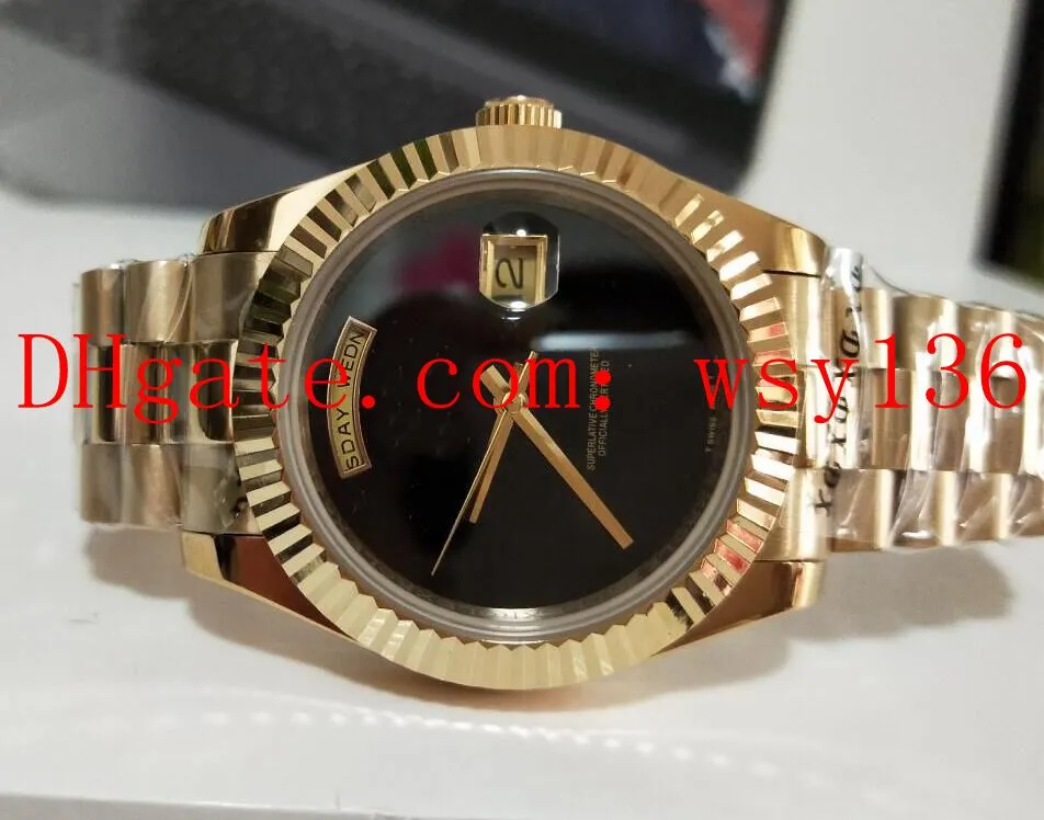 Роскошные мужские наручные часы Day Date из розового золота 18 карат с черным ониксовым циферблатом 118208 Автоматические часы Мужские повседневные часы Wa180T