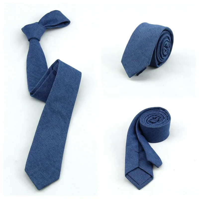 6cm homens sólidos Gravata de algodão de algodão homem azul cowboy gravata ascot decote concessionárias de negócios camisa acessórios para homens / lote