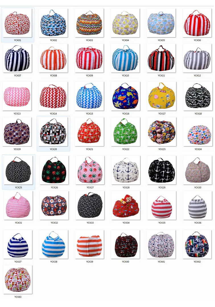 Kids Storage Bean Bags 18'' 45CM Plush Toys Beanbag Chair Bedroom Stuffed Animal Room Mats Portable Clothes Storage Bag