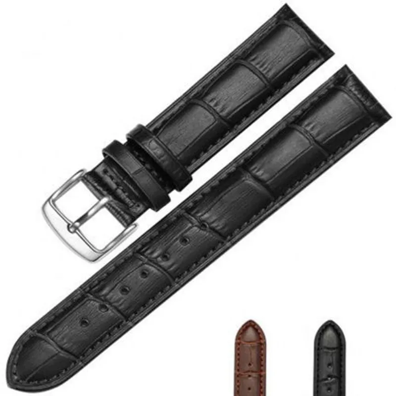 Ремешки для часов, черный, коричневый кожаный ремешок для часов, натуральная мягкая пряжка, замена запястья, подходит для мужских Relojes Hombre 14, 16, 18, 20, 22 мм1291G