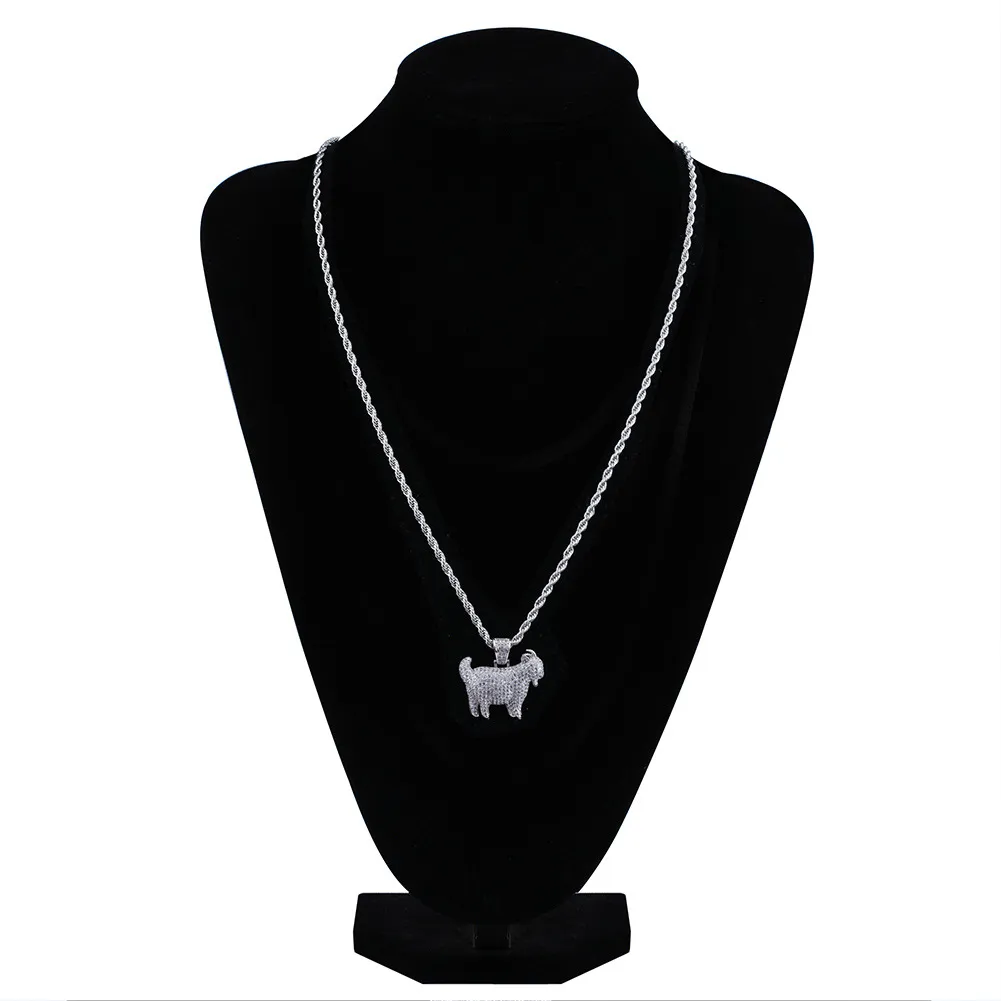 Collier avec pendentif Animal de chèvre brillant pour hommes et femmes, breloques tendance, couleur or argent, Zircon cubique, Hip Hop, bijoux 292S